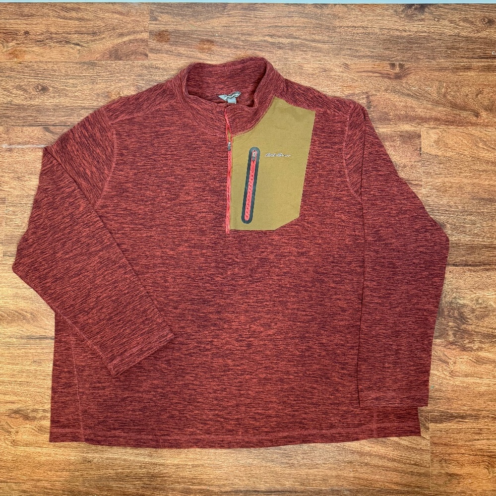 Men's Eddie Bauer Maroon Quarter Zip Fleece Jacket Size 3XB